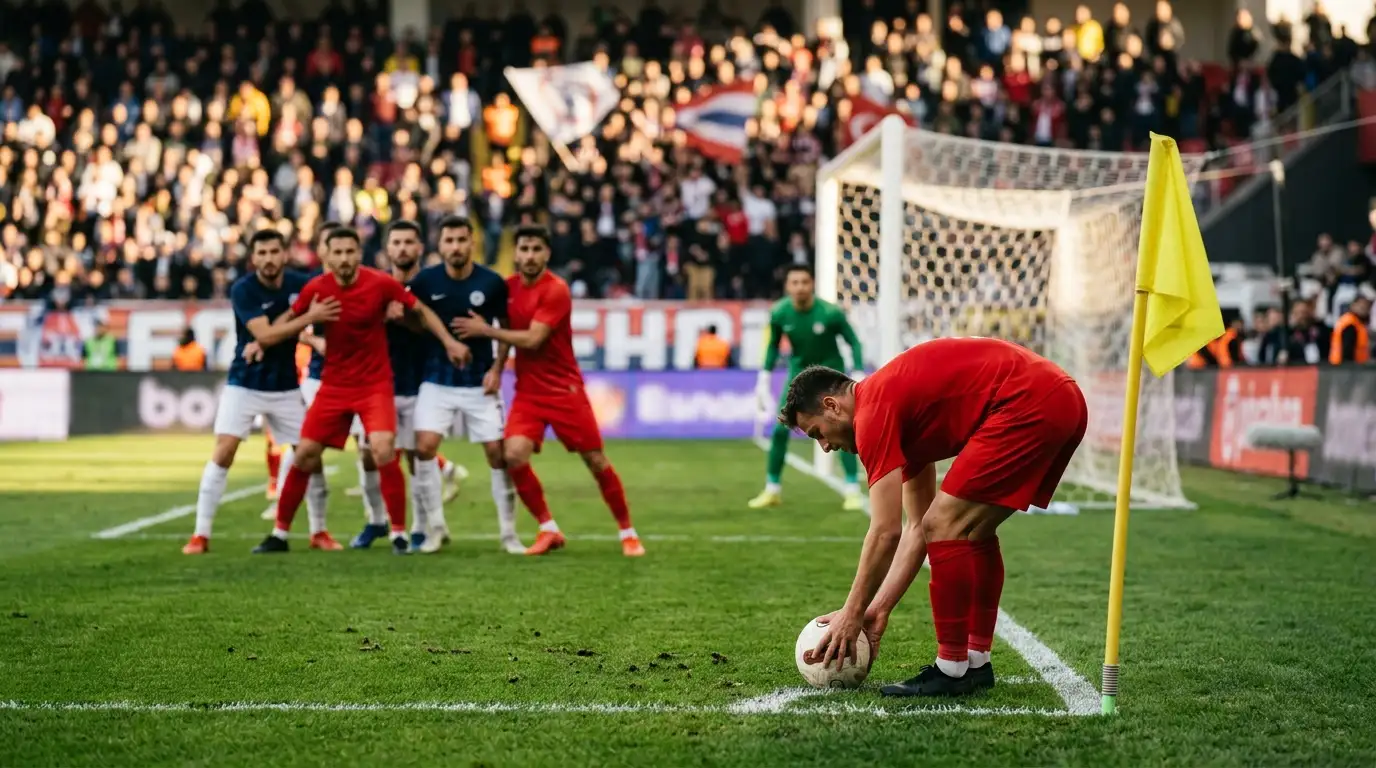 Spielszene mit Ecke und Eckfahne als typische Situation für Ereigniswetten in der Süper Lig