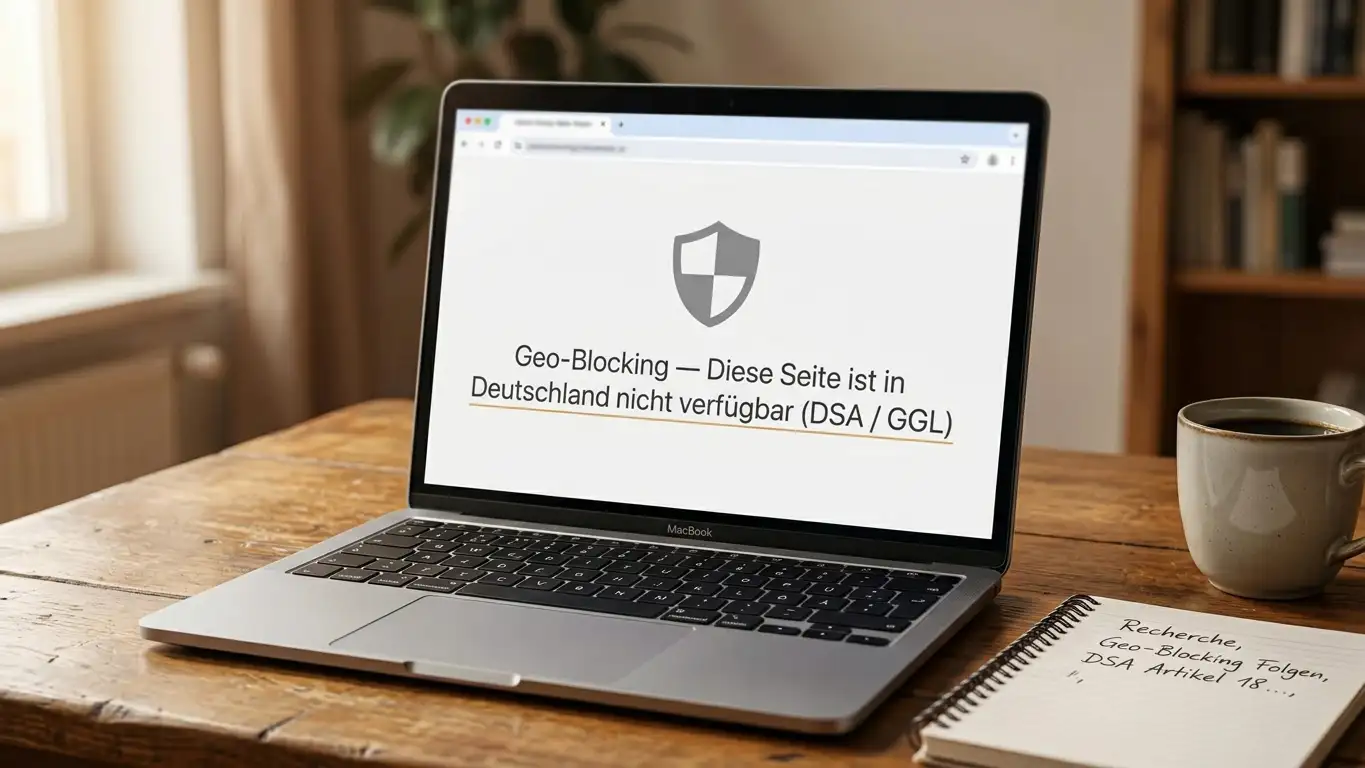 Monitor mit einer Geo-Blocking-Sperrmeldung für eine nicht lizenzierte Glücksspielseite