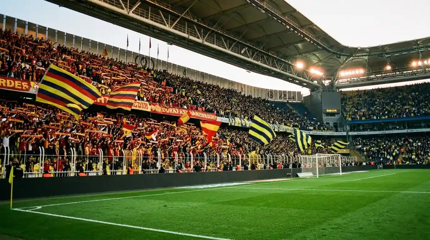 Volle Tribüne in einem türkischen Süper-Lig-Stadion während der Saison 2025/26
